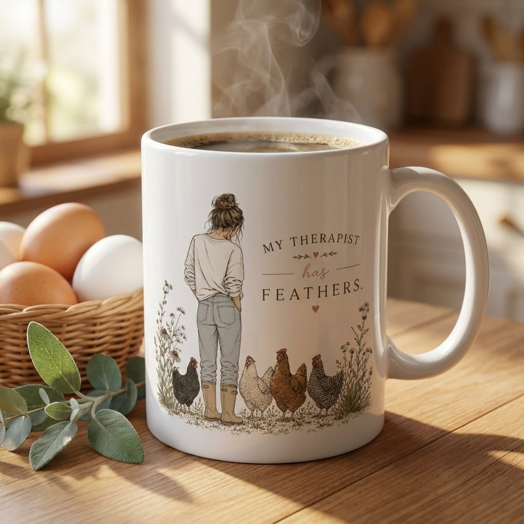 My Therapist Has Feathers | Funny Chicken Lover Coffee Mug — Rose & Raye Co.