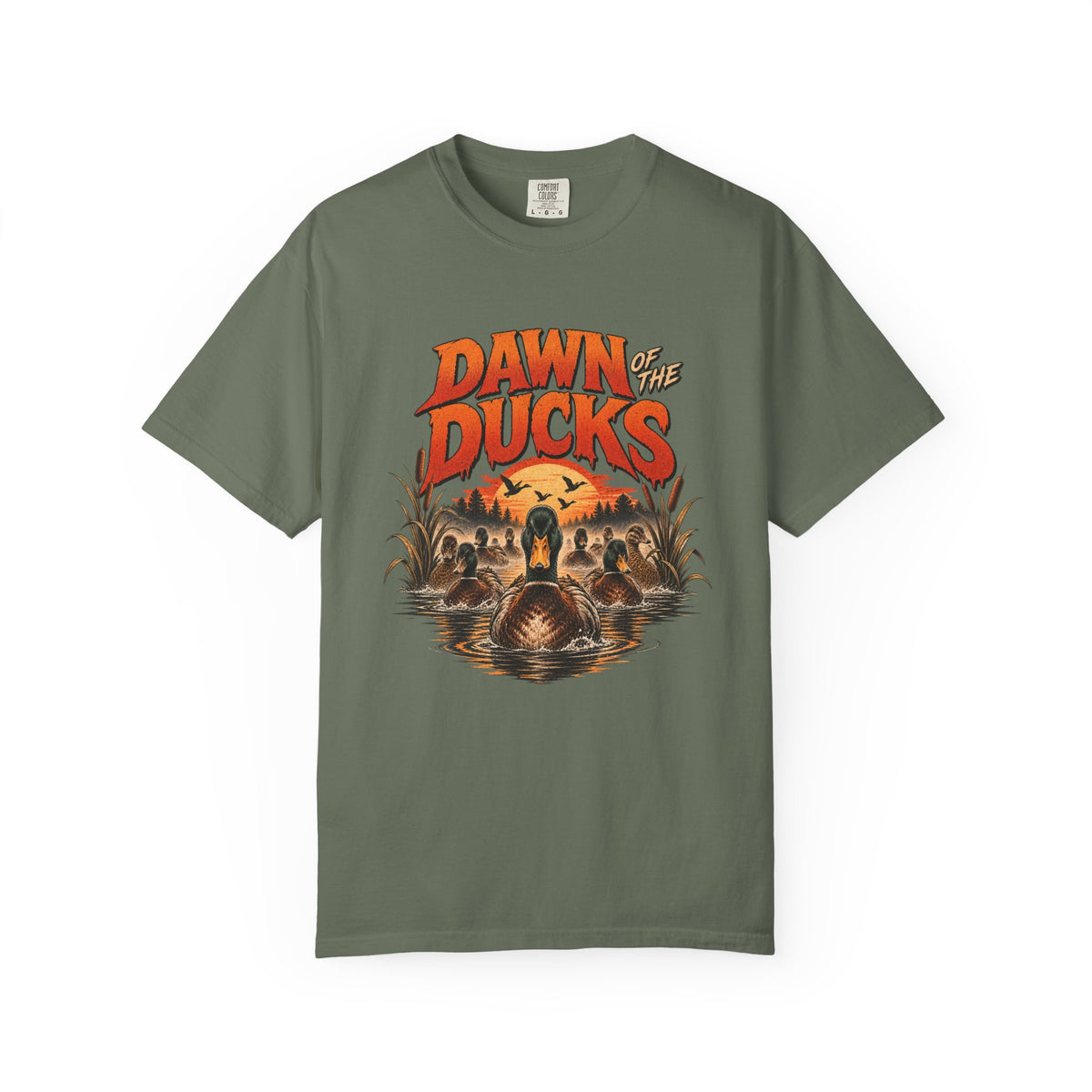 Dawn of the Ducks Halloween graphic t-shirt for backyard duck keepers