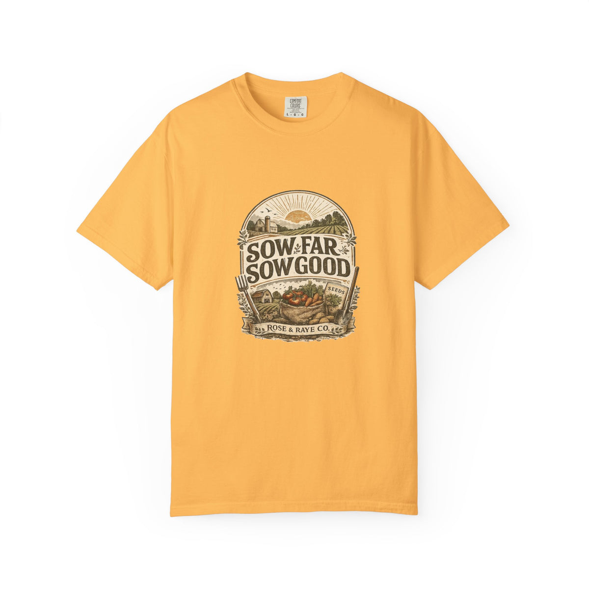 Sow Far Sow Good graphic t-shirt for backyard flock lovers