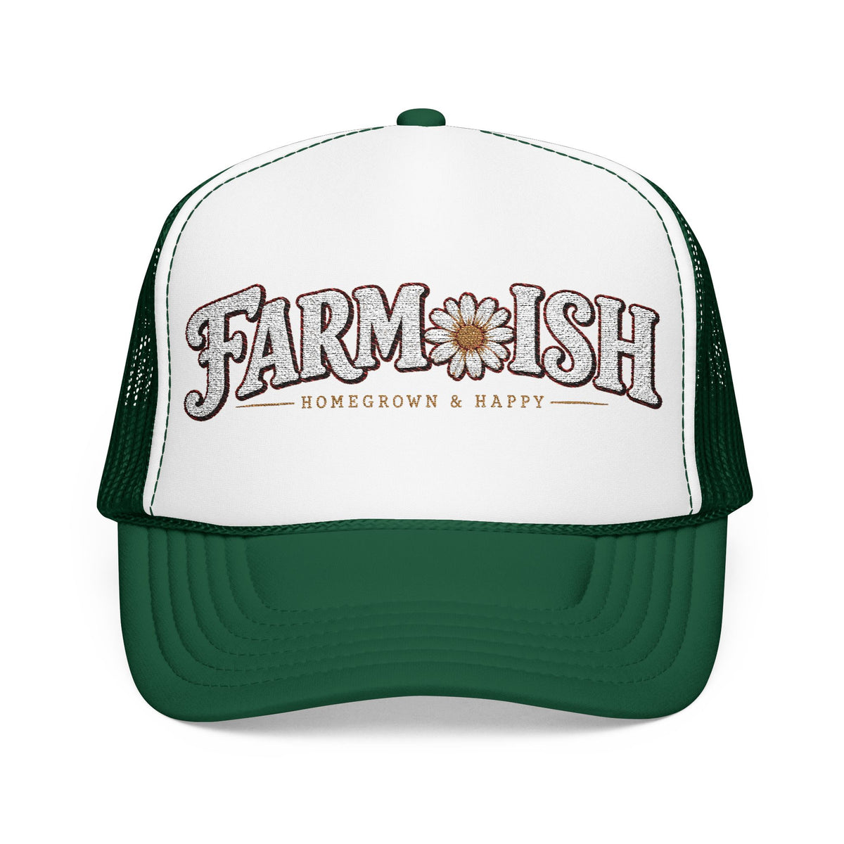Farmish Trucker embroidered hat for backyard flock lovers