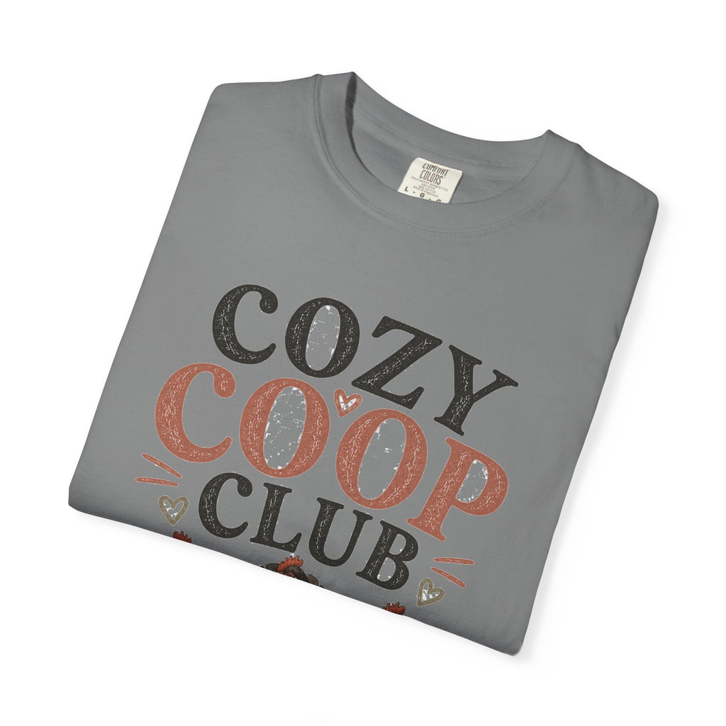 Cozy Coop Club graphic t-shirt for backyard chicken keepers