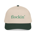 Flockin' Embroidered Hat, Funny Backyard Chicken & Duck Cap, Green embroidered hat for the whole backyard flock