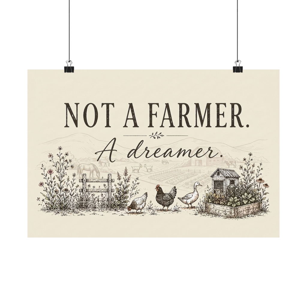 Not a Farmer, A Dreamer poster for the whole backyard flock
