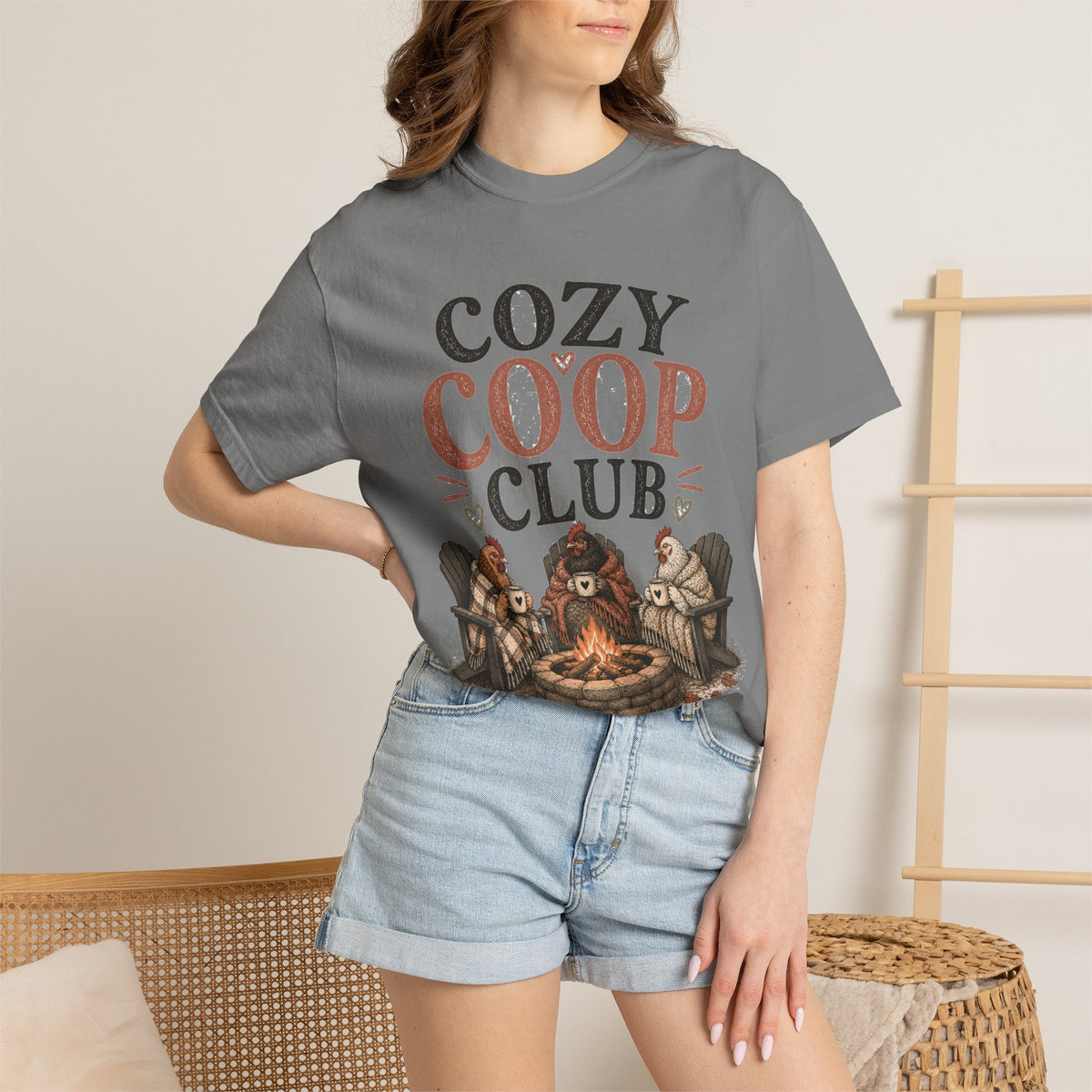 Cozy Coop Club graphic t-shirt for backyard chicken keepers