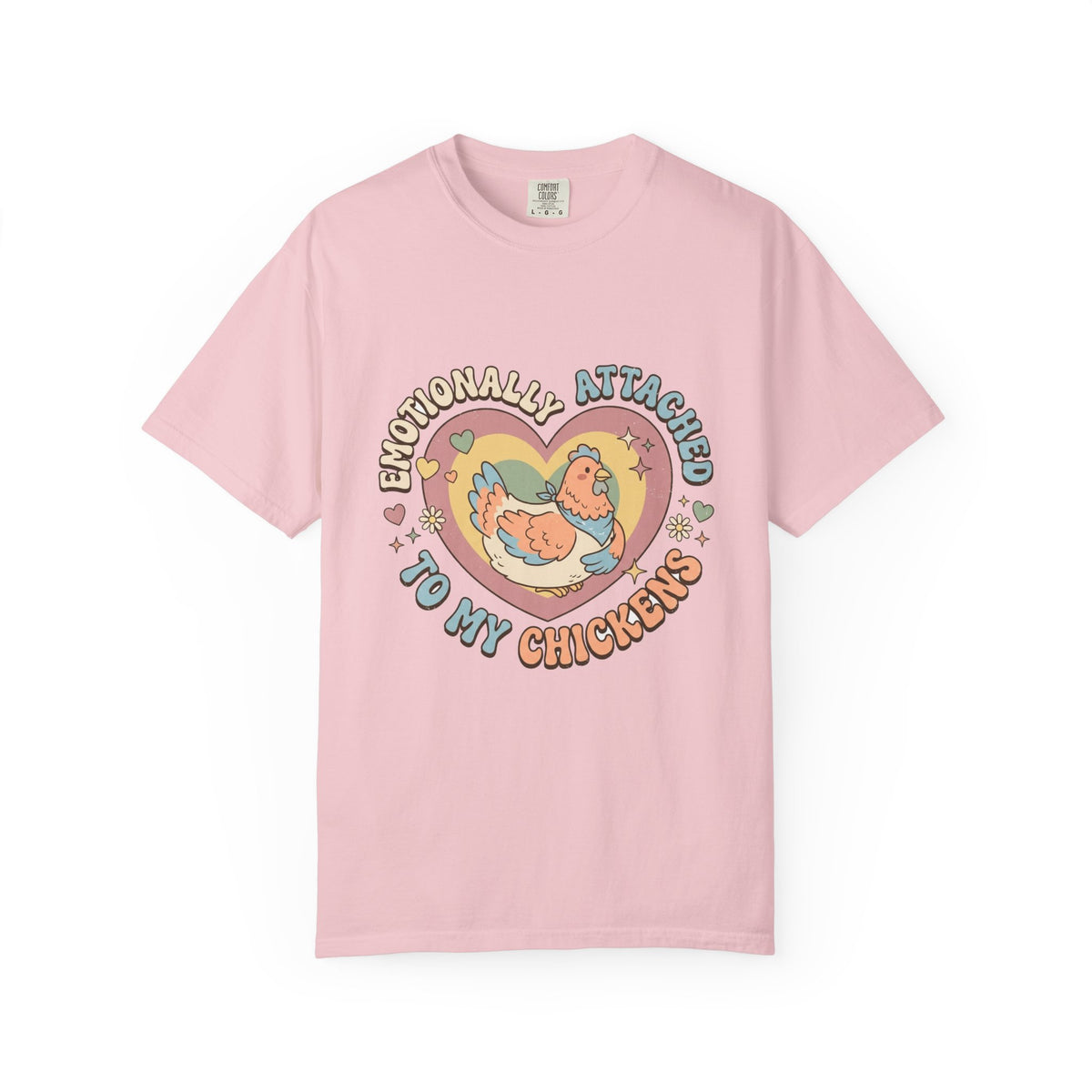 Emotionally Attached to My Chickens graphic t-shirt for backyard chicken keepers