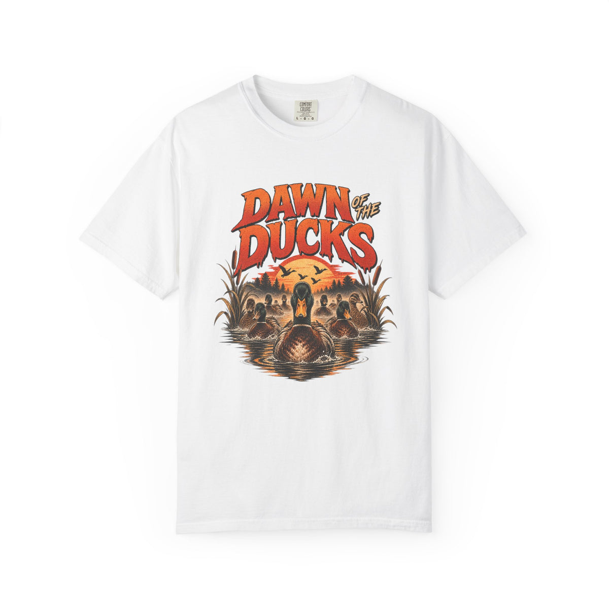 Dawn of the Ducks Halloween graphic t-shirt for backyard duck keepers