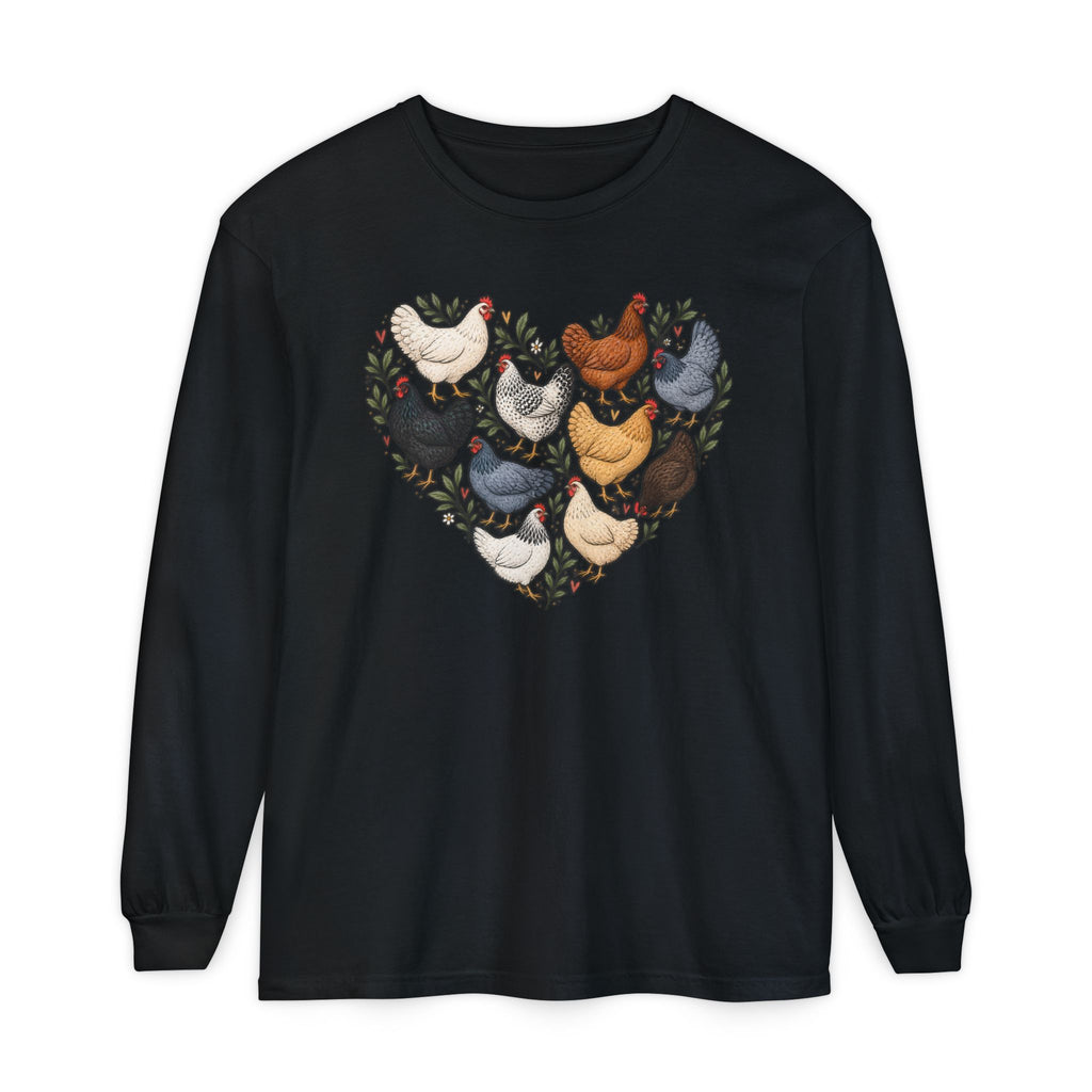 Chicken Heart Long Sleeve Tee — Cute Hen Breeds Shirt for Chicken Lovers