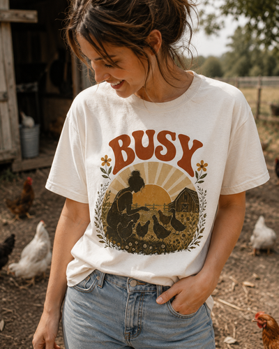 Busy Backyard Chicken T-Shirt — Retro Henkeeping Farm Tee