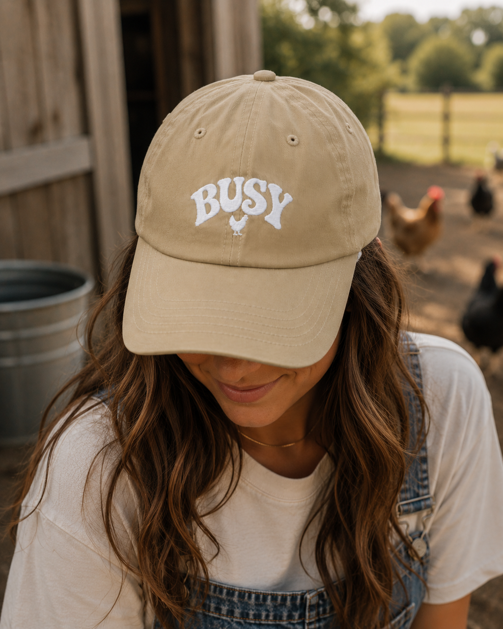 Busy Embroidered Dad embroidered hat for backyard chicken keepers