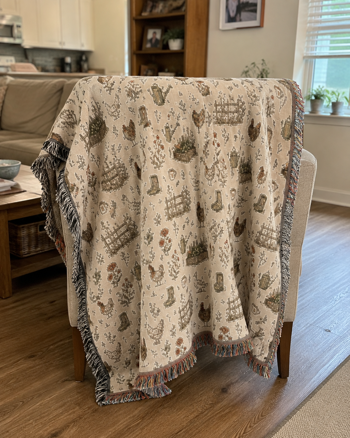 Vintage Backyard Dreamer Woven Throw home decor for backyard chicken keepers