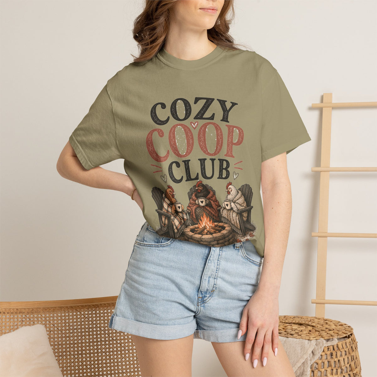 Cozy Coop Club graphic t-shirt for backyard chicken keepers