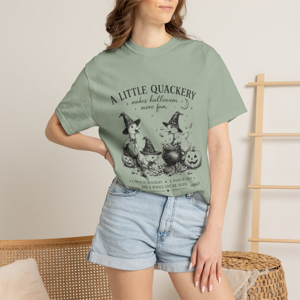 A Little Quackery — Funny Halloween Duck Tee — worn — Rose & Raye Co.