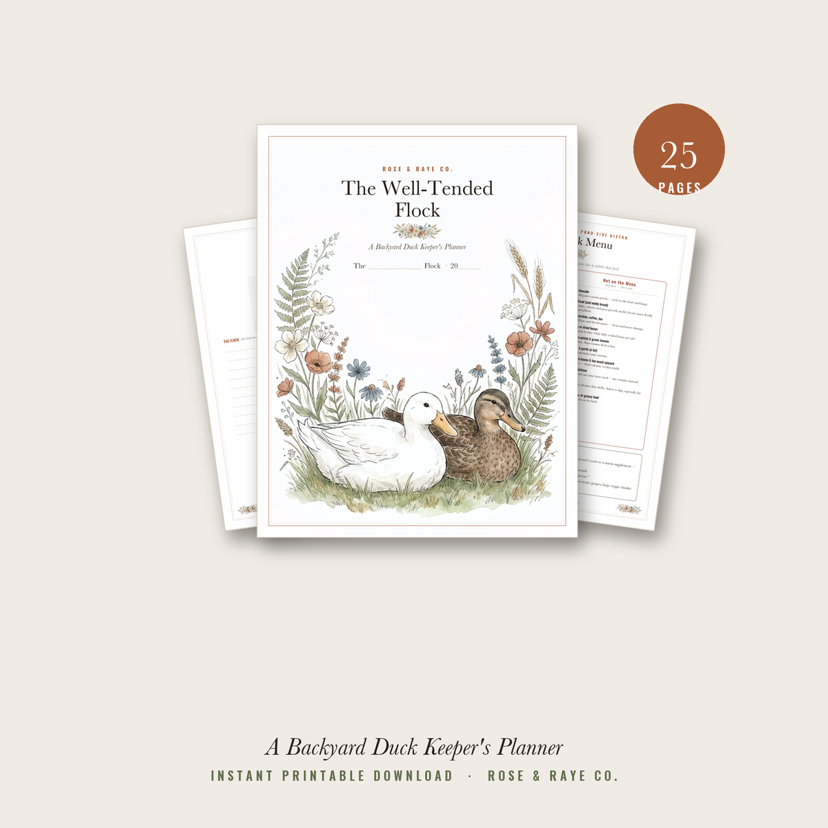 The Well-Tended Flock - Chicken + Duck Planner Bundle (Printable PDF) printable planner for the whole backyard flock