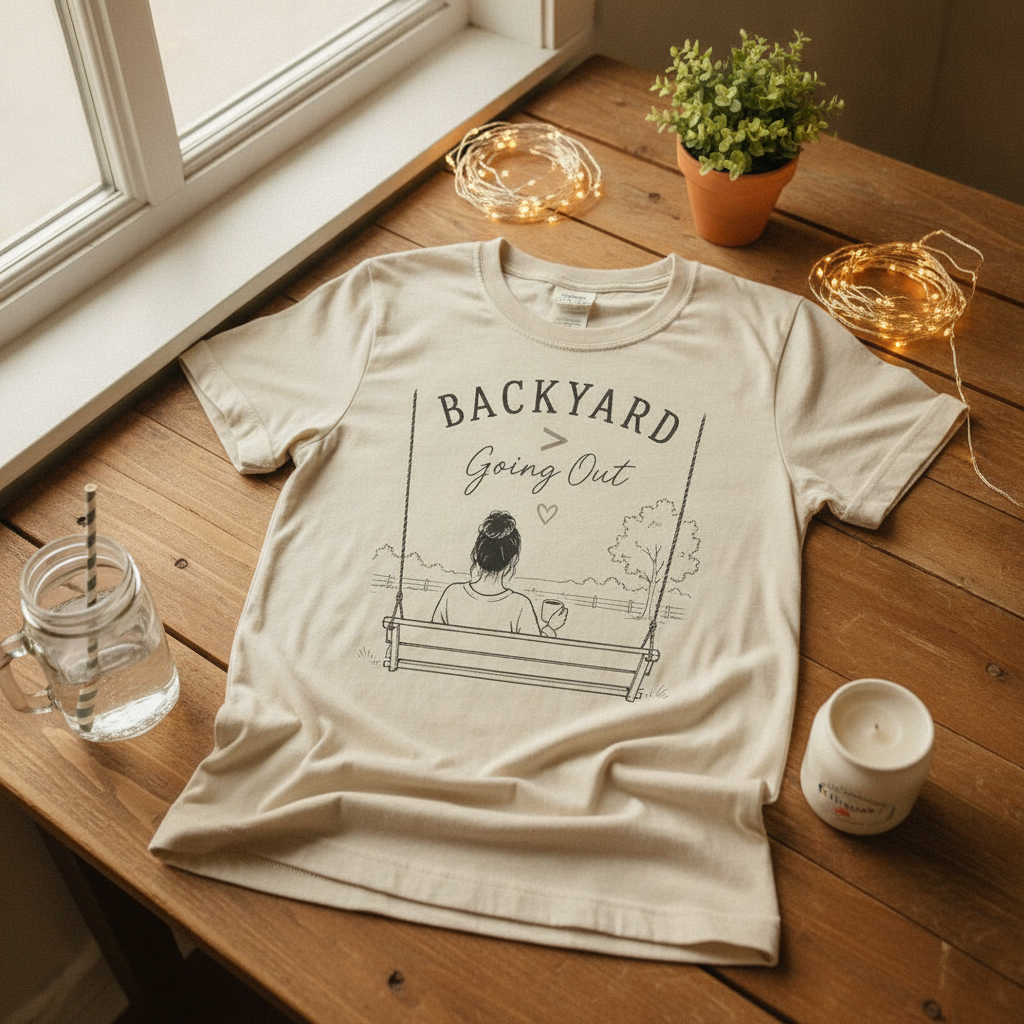 T-Shirt — “Backyard Going Out” Swing Graphic Tee