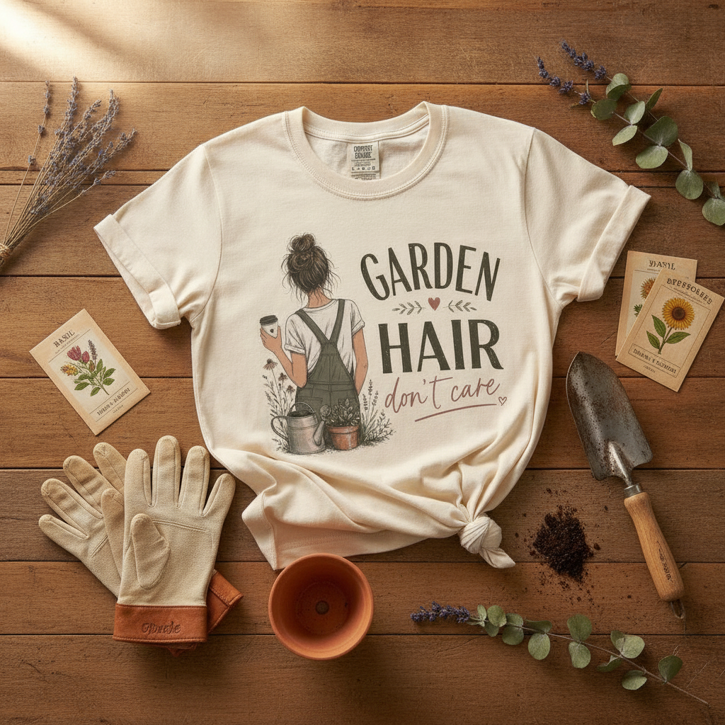 Garden Hair Don't Care T-Shirt — Gardening Graphic Tee for Plant Lovers