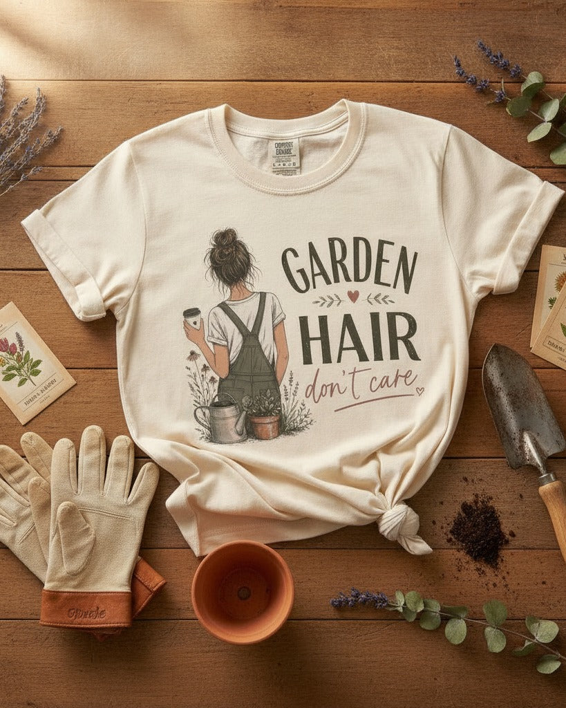 Garden Hair, Don’t Care — Funny Gardening Tee for Plant Lovers