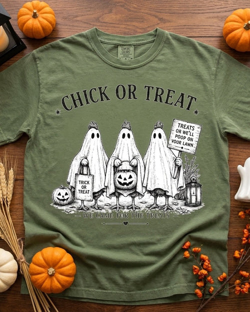 Chick or Treat — Funny Halloween Chicken Tee