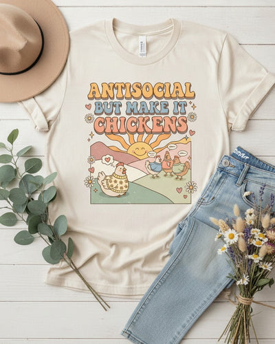 Antisocial But Make It Chickens | Retro Comfort Colors Tee