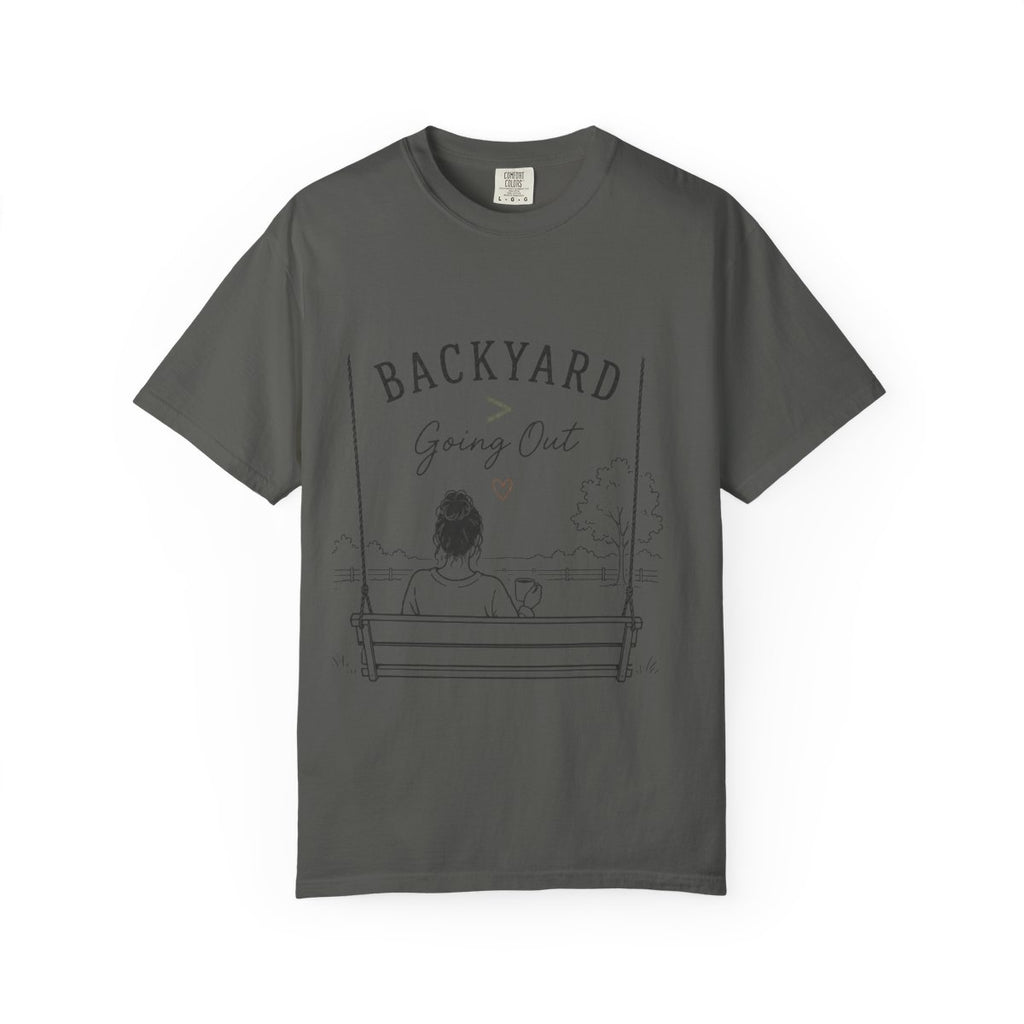 T-Shirt — “Backyard Going Out” Swing Graphic Tee
